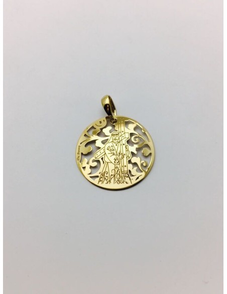 Medalla de Nuestro Padre Jesús en plata chapada en oro...