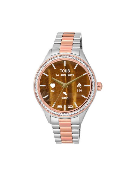 Reloj smartwatch, acero IP rosado y zirconias blancas...